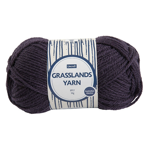 Lincraft Grasslands Yarn 8ply, Hyacinth- 50g Merino Wool Yarn