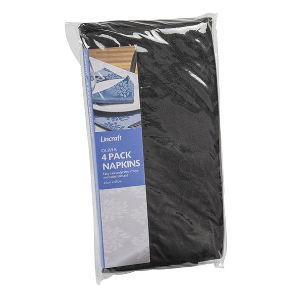 Jacquard Napkins, Black- 4pk