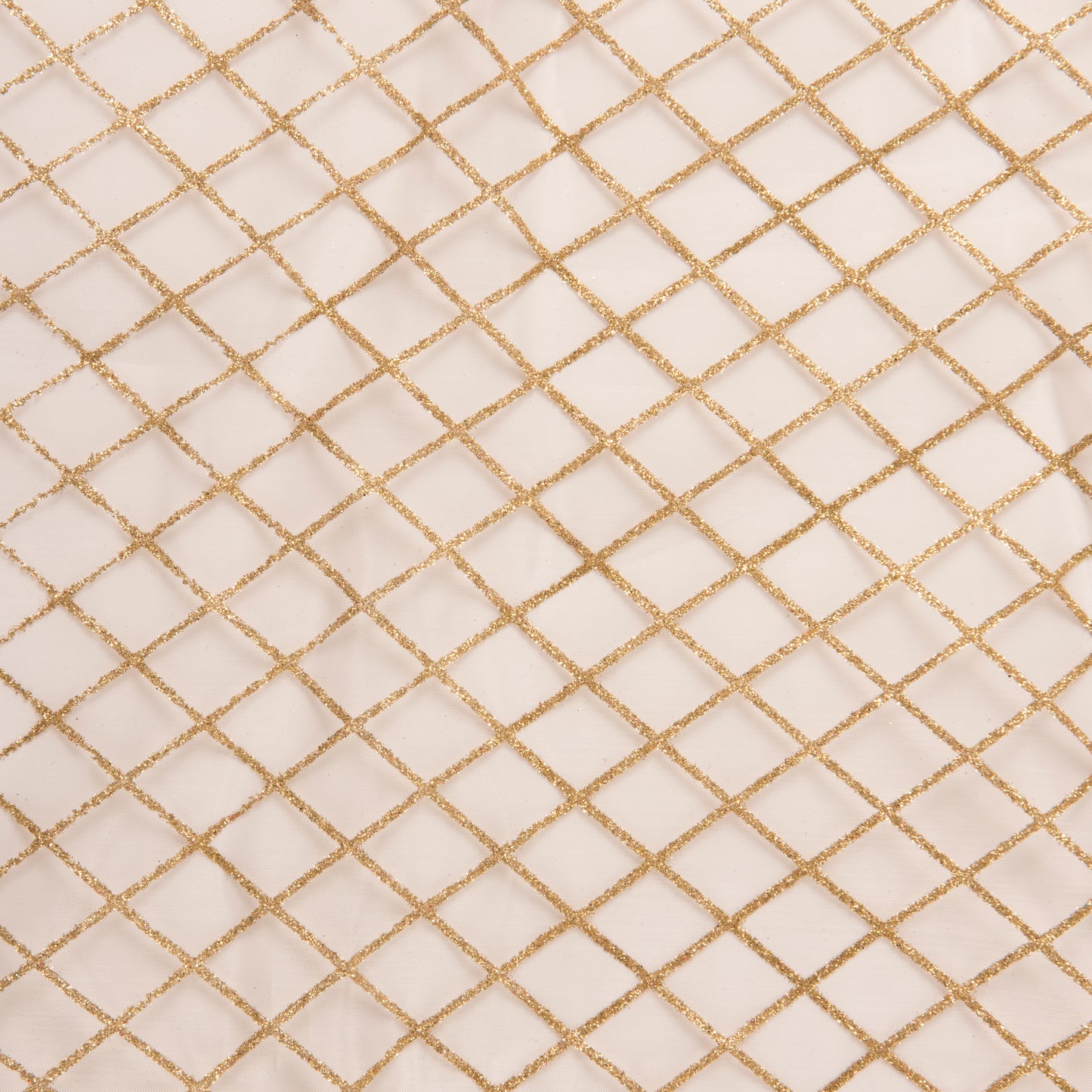 Christmas Organza Fabric, Diamond Gold- Width 148cm