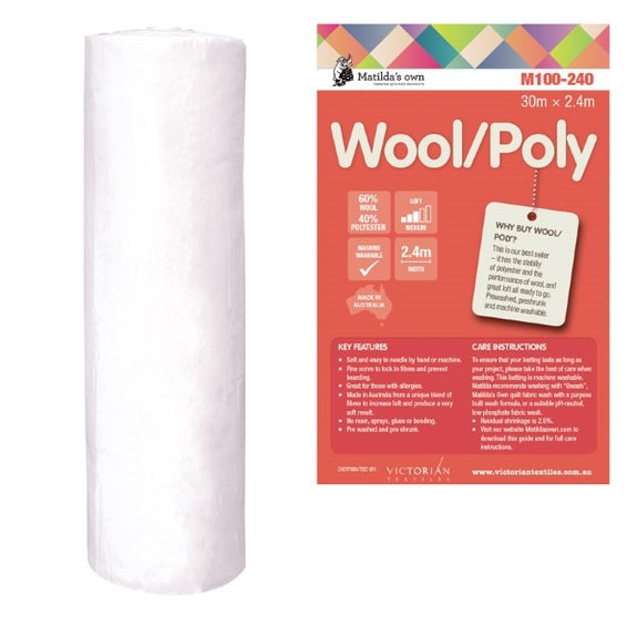 Matilda's Own Wadding Wool/Poly, Natural- 240cm – Lincraft