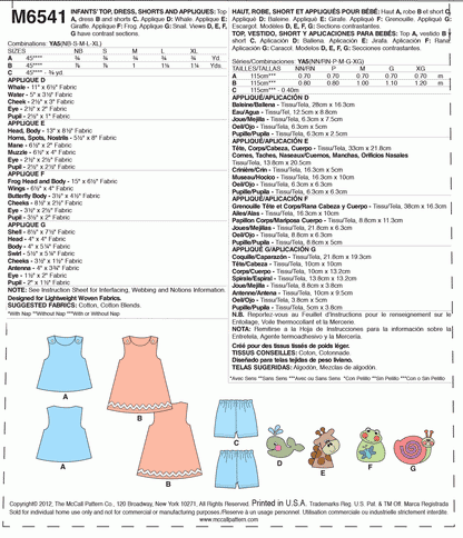 McCall's Pattern M6541 All Sizes in One Envelope