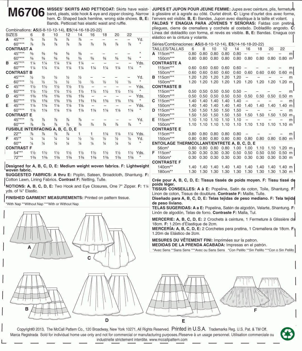 McCall's Pattern M6706 A5 (6-8-10-12-14)