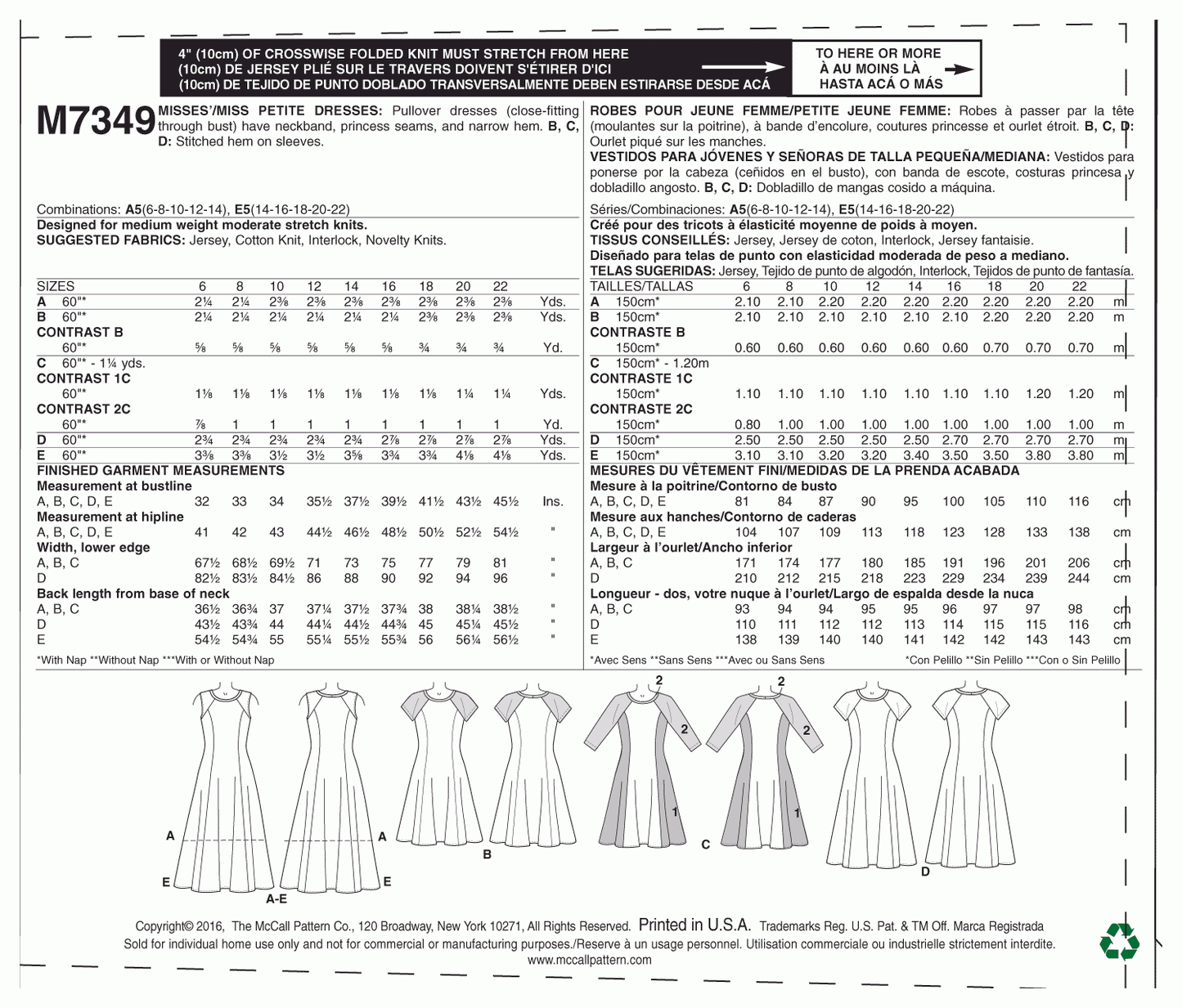 McCall's Pattern M7349 A5 (6-8-10-12-14)