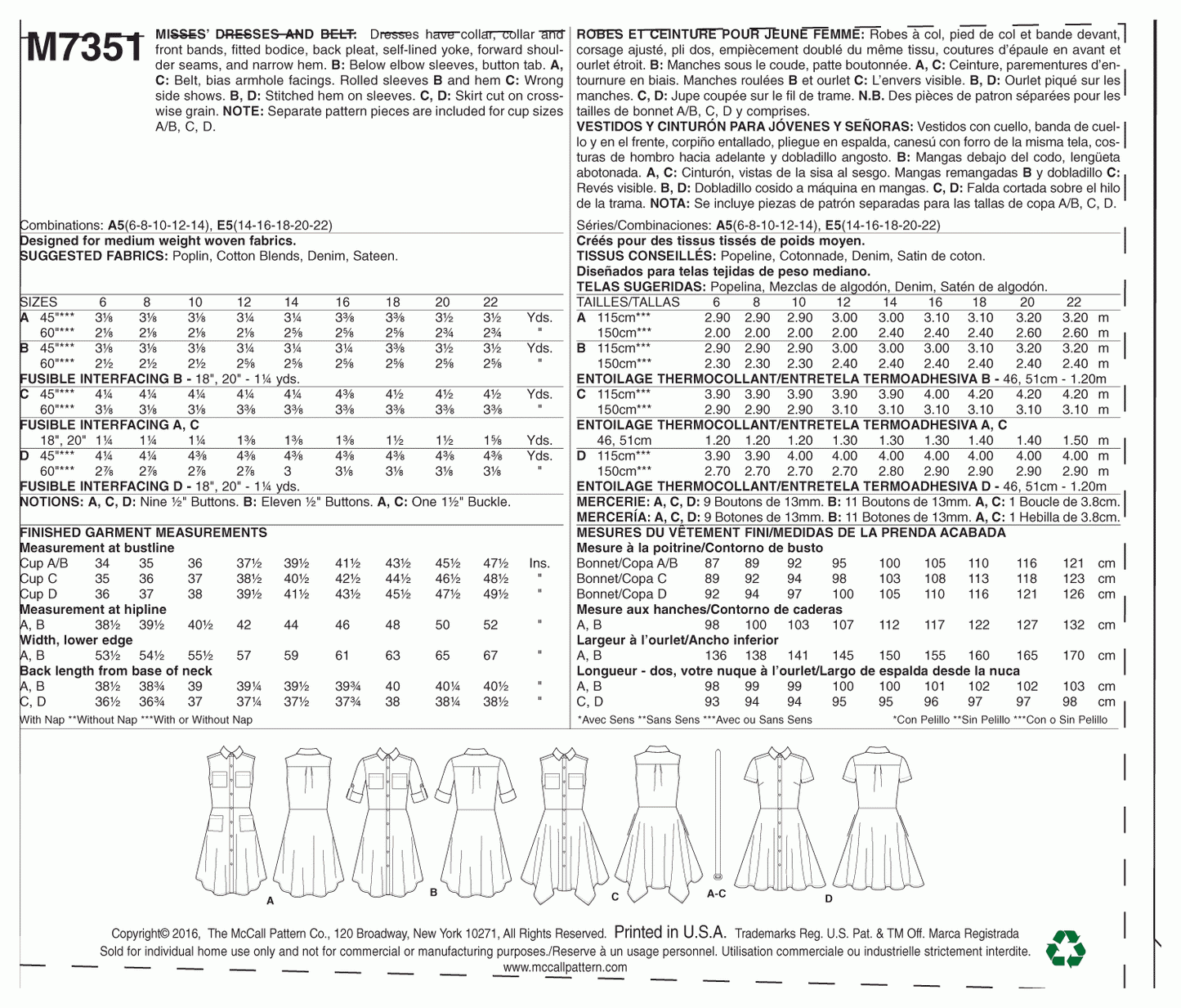 McCall's Pattern M7351 A5 (6-8-10-12-14)