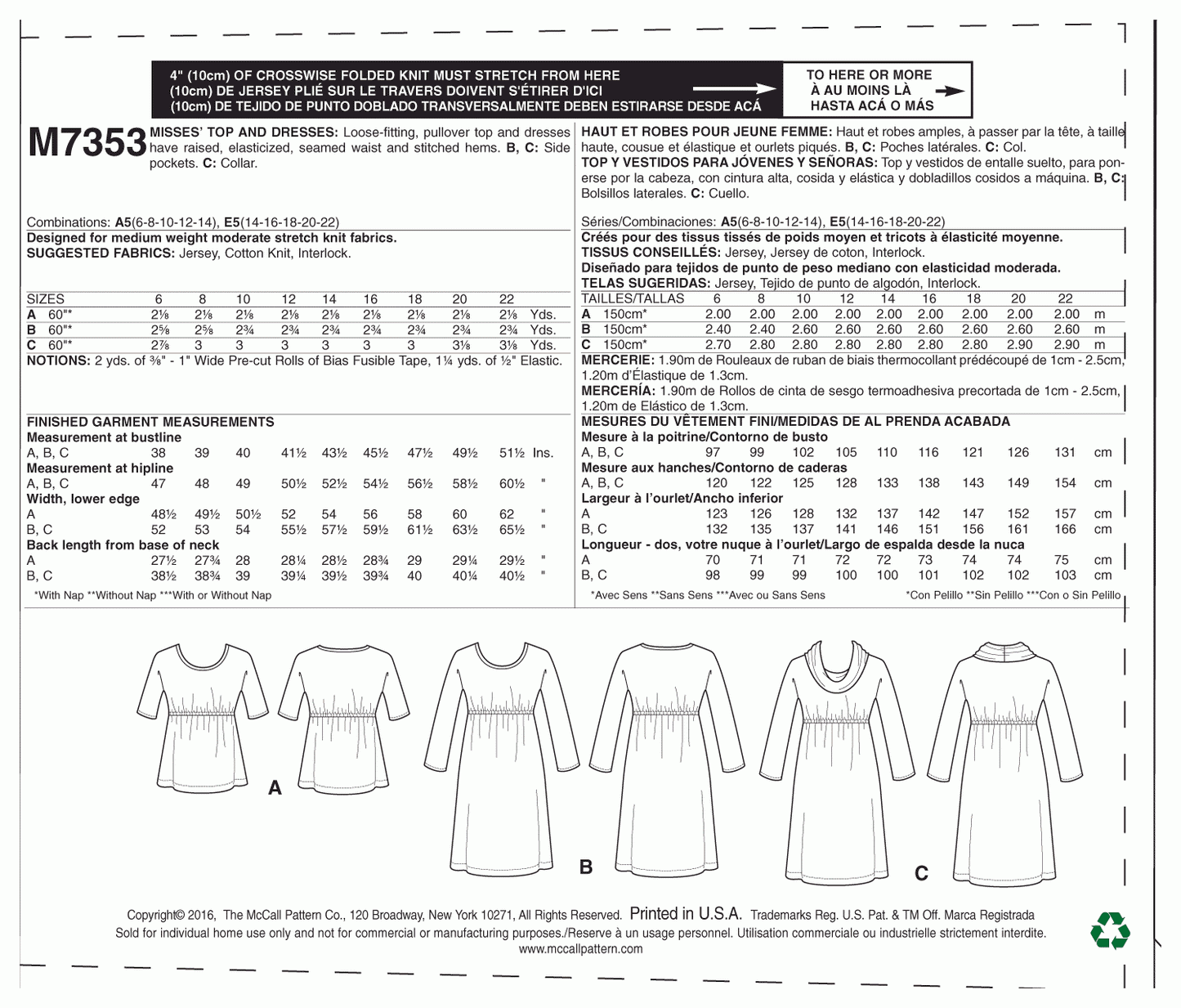 McCall's Pattern M7353 A5 (6-8-10-12-14)