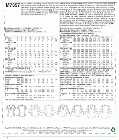 McCall's Pattern M7357 A5 (6-8-10-12-14)