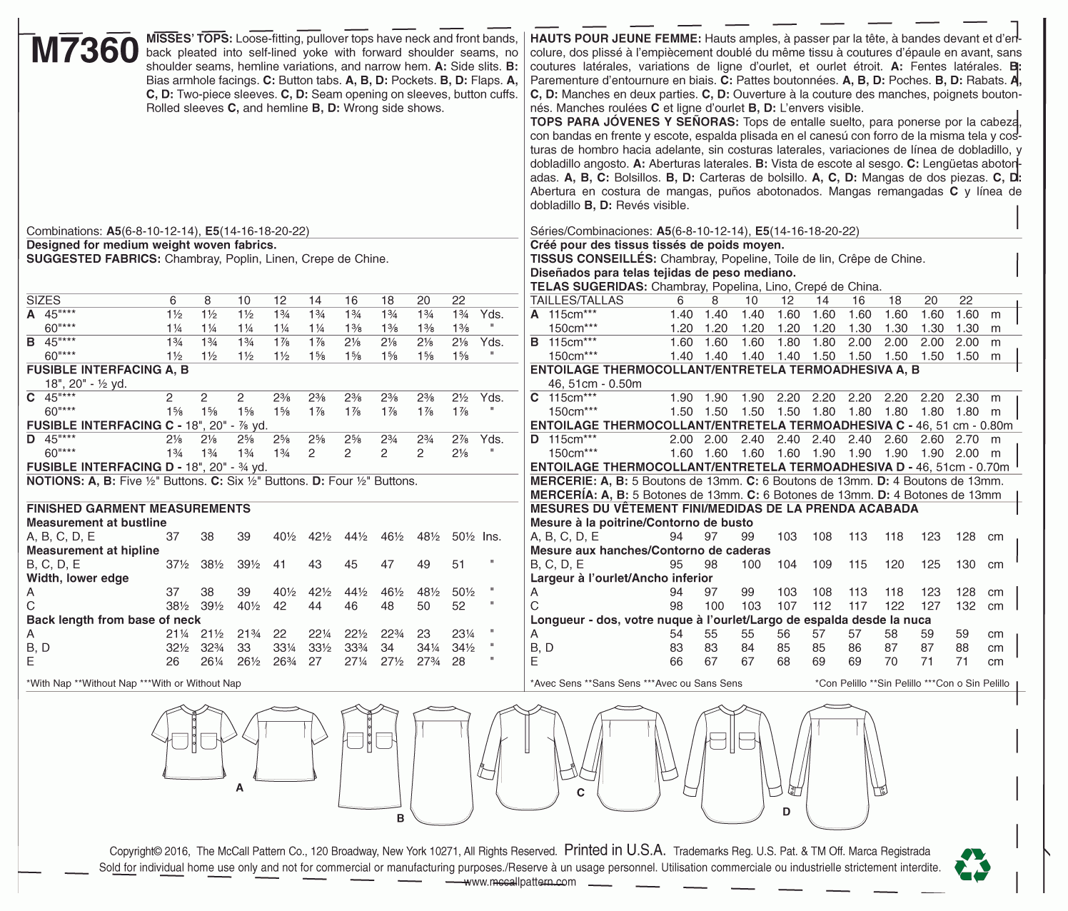 McCall's Pattern M7360 A5 (6-8-10-12-14)