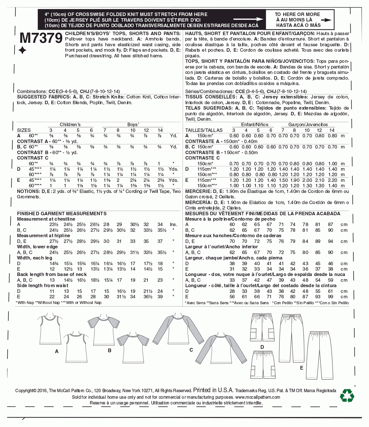 McCall's Pattern M7379 CCE (3-4-5-6)