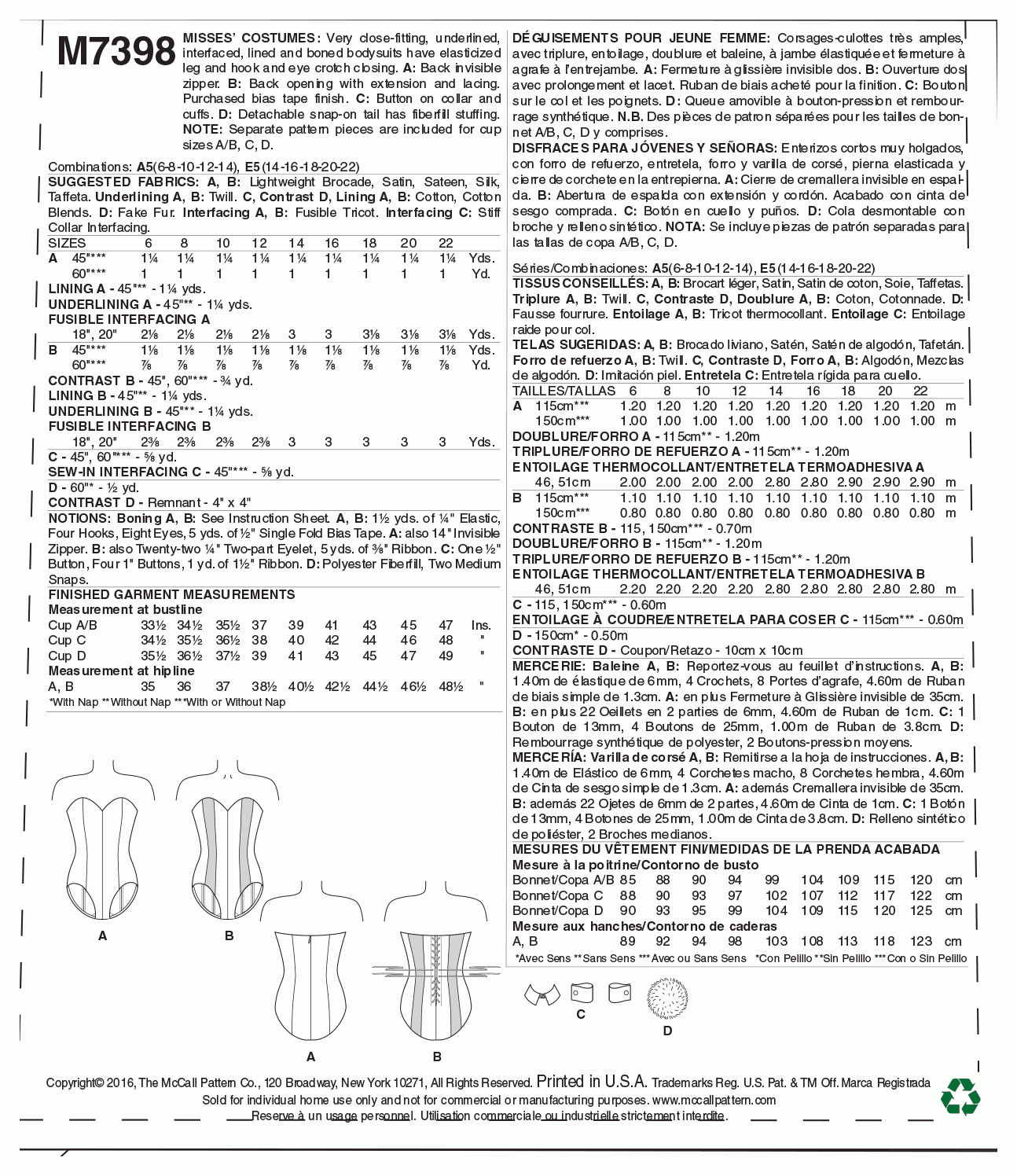 McCall's Pattern M7398 A5 (6-8-10-12-14)