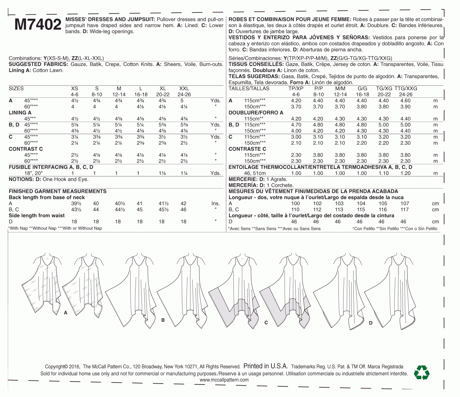 McCall's Pattern M7402 (4-6-8-10-12-14)