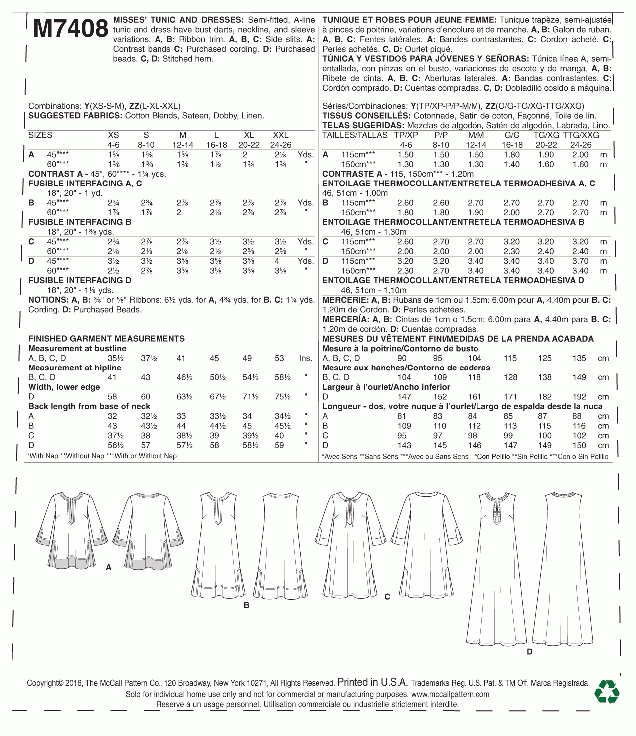 McCall's Pattern M7408 (4-6-8-10-12-14)