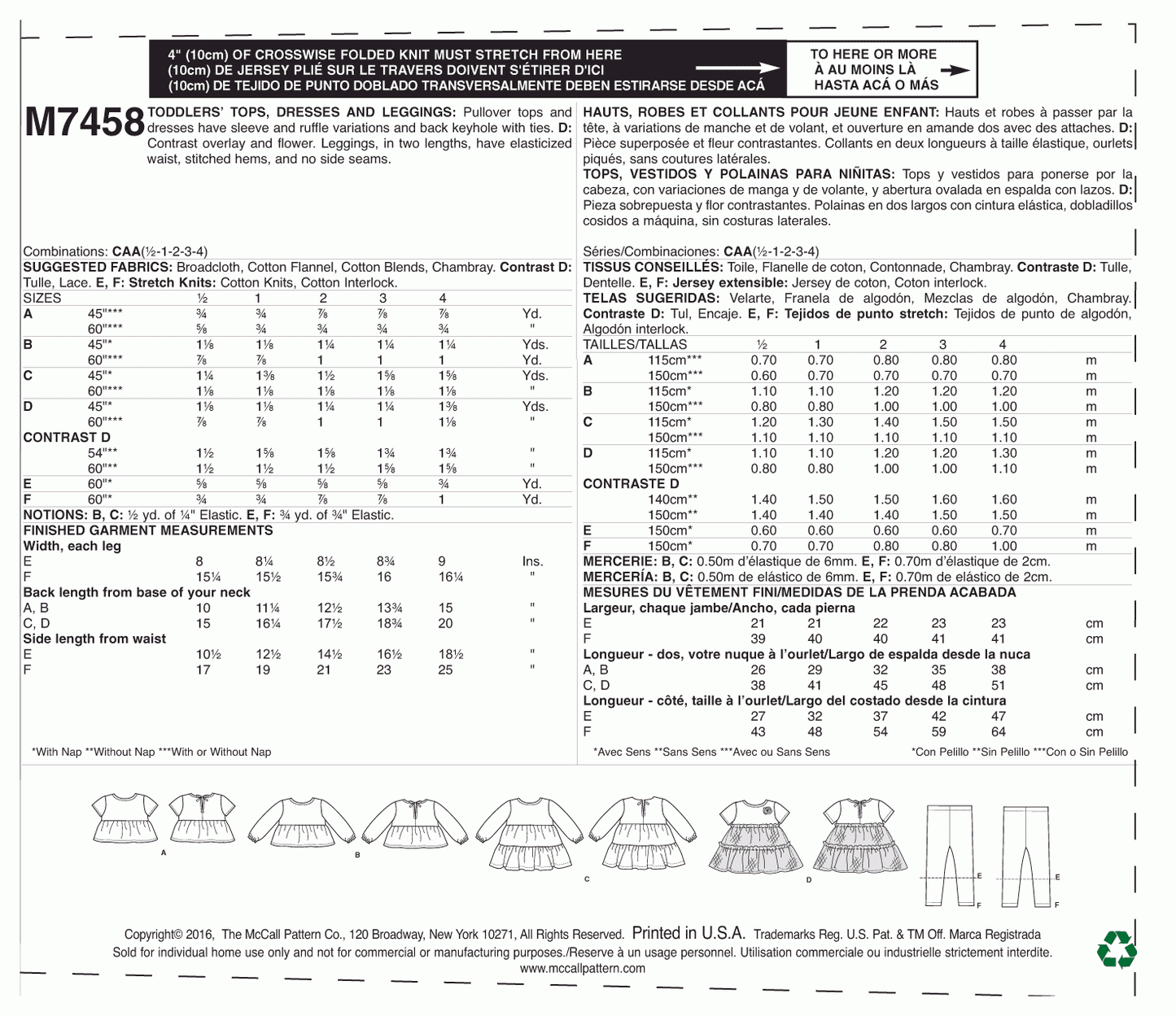 McCall's Pattern M7458 CAA (1/2-1-2-3-4)