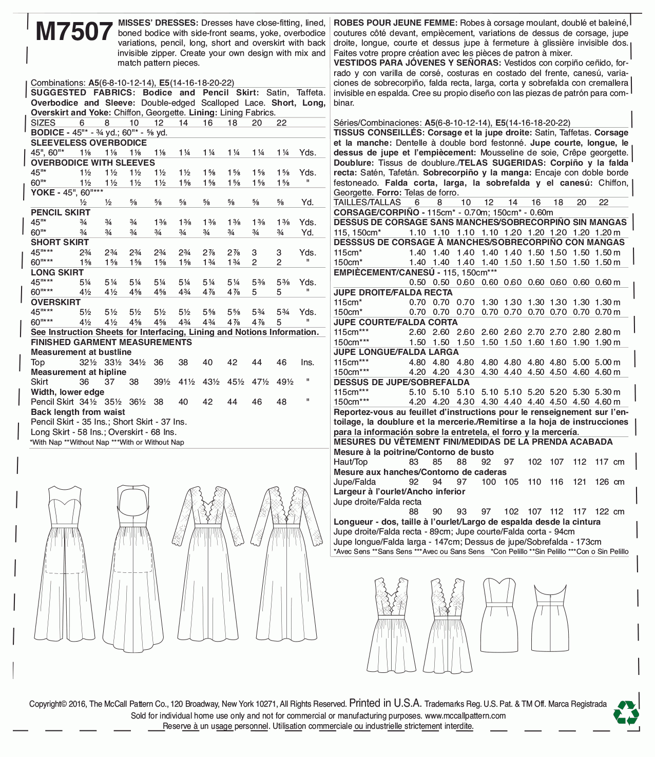 McCall's Pattern M7507 (6-8-10-12-14)