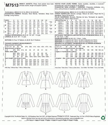 McCall's Pattern M7513 (6-8-10-12-14)