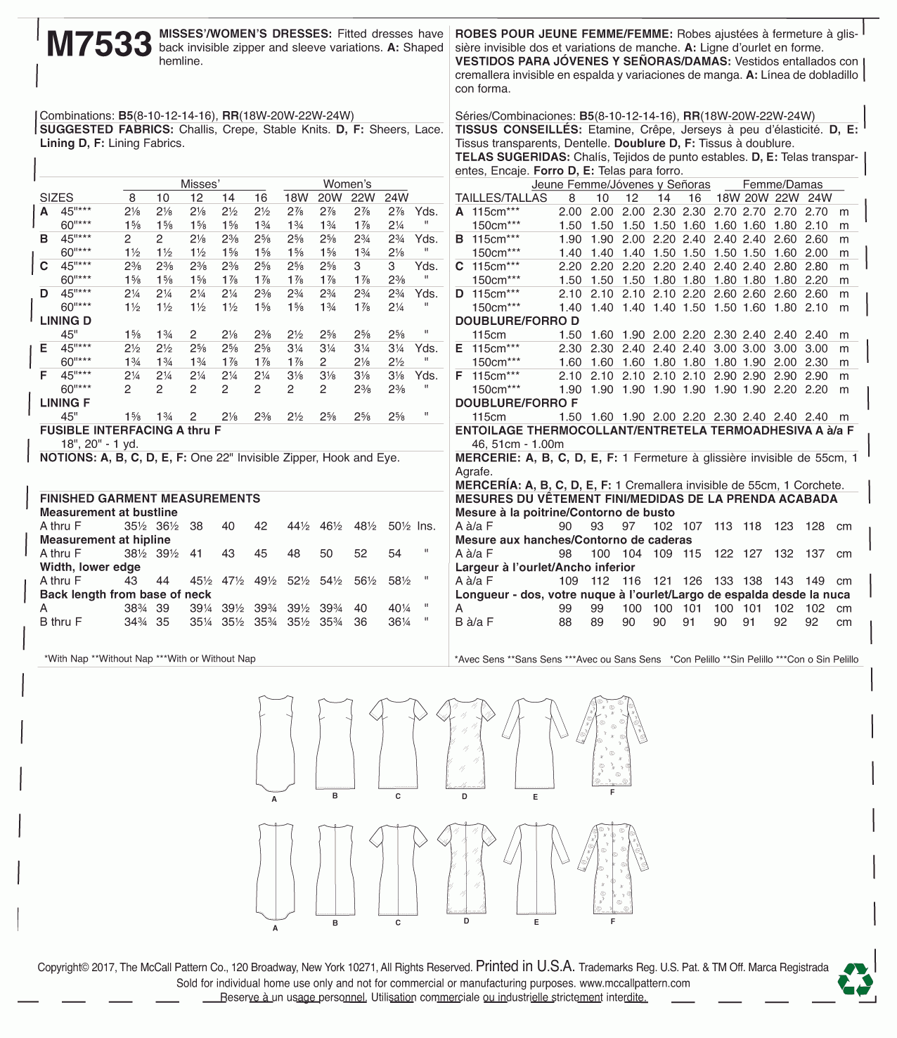 McCall's Pattern M7533 8-10-12-14-16