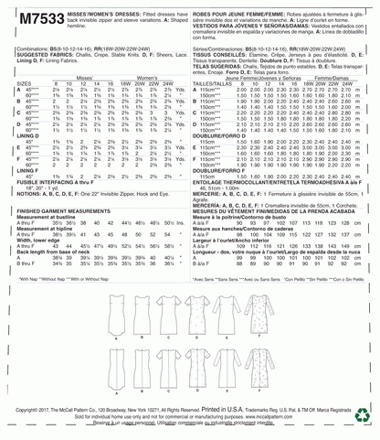 McCall's Pattern M7533 8-10-12-14-16