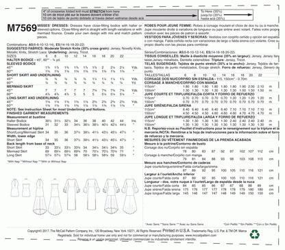 McCall's Pattern M7569 A5 (6-8-10-12-14)