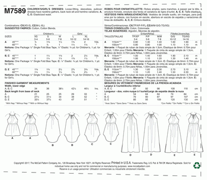 McCall's Pattern M7589 CX (XSM-SML)