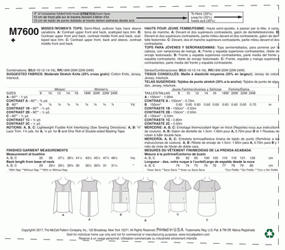 McCall's Pattern M7600 B5 (8-10-12-14-16)