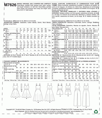 McCall's Pattern M7626 AX5 (4-6-8-10-12)