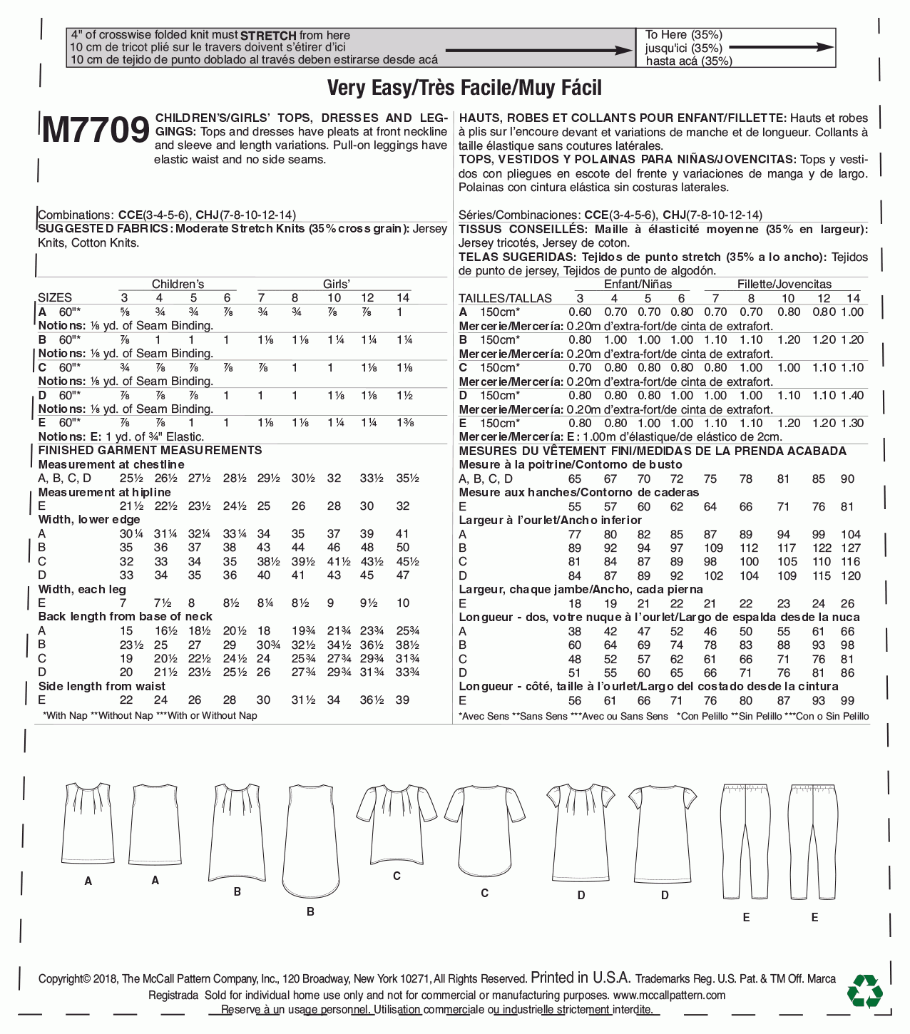 McCall's Pattern M7709 CCE (3-4-5-6)