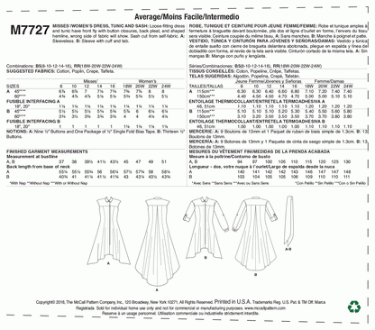 McCall's Pattern M7727 B5 (8-10-12-14-16)