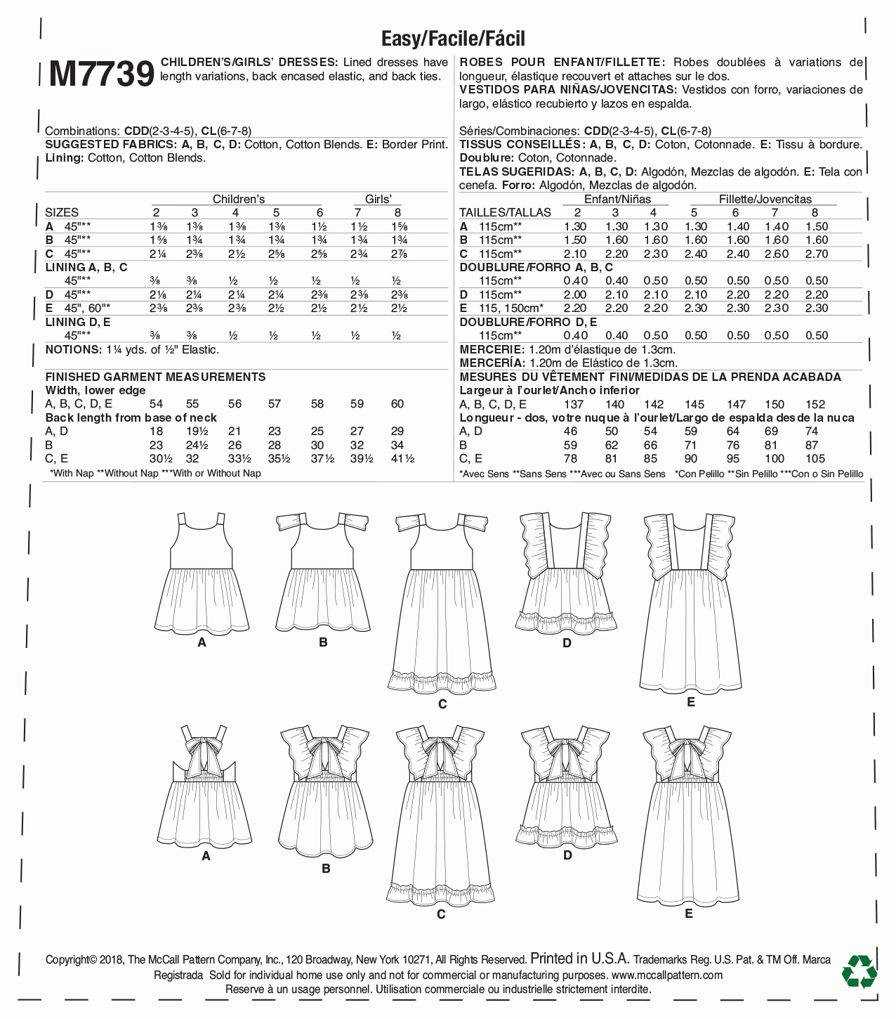 McCall's Pattern M7739 CDD (2-3-4-5)