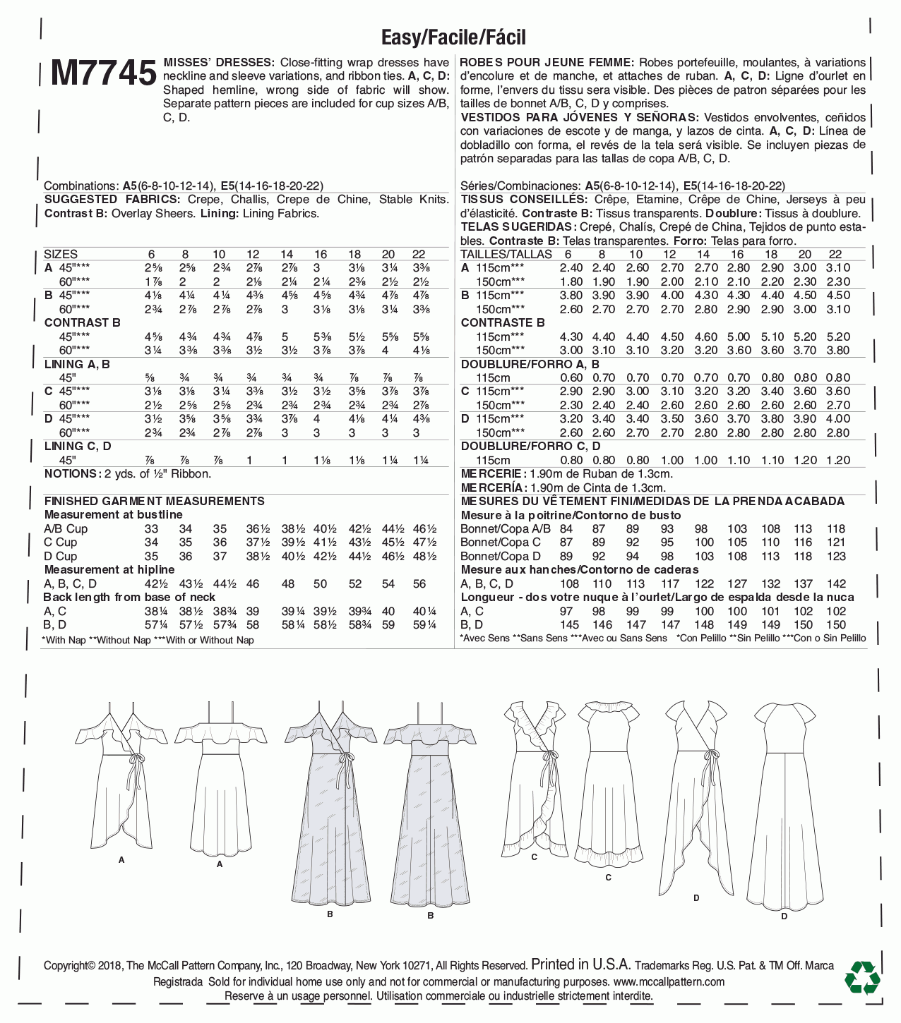 McCall's Pattern M7745 A5 (6-8-10-12-14)