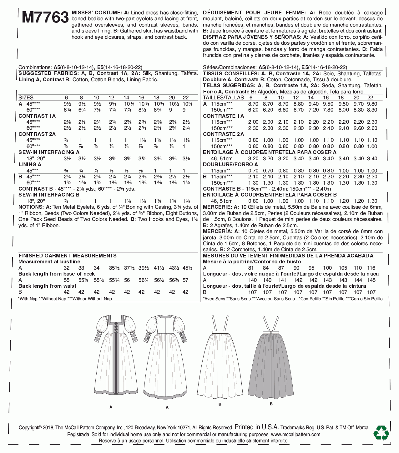 McCall's Pattern M7763 A5 (6-8-10-12-14)