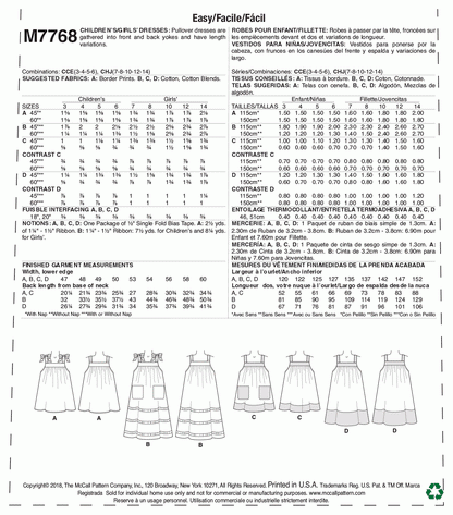 McCall's Pattern M7768 CCE (3-4-5-6)