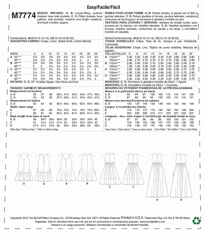 McCall's Pattern M7774 A5 (6-8-10-12-14)