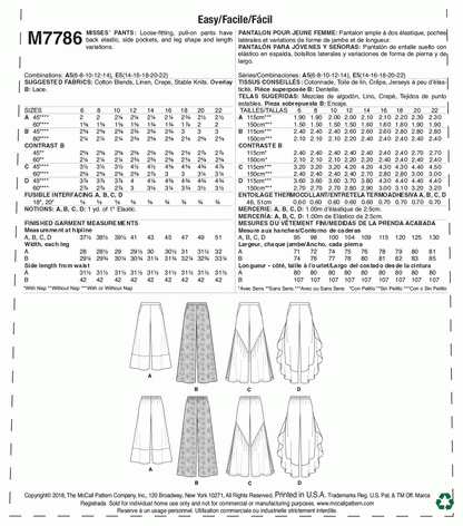 McCall's Pattern M7786 A5 (6-8-10-12-14)