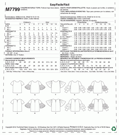 McCall's Pattern M7799 CCE (3-4-5-6)