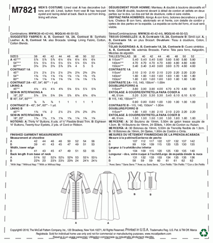 McCall's Pattern M7821 MWW (38-40-42-44)