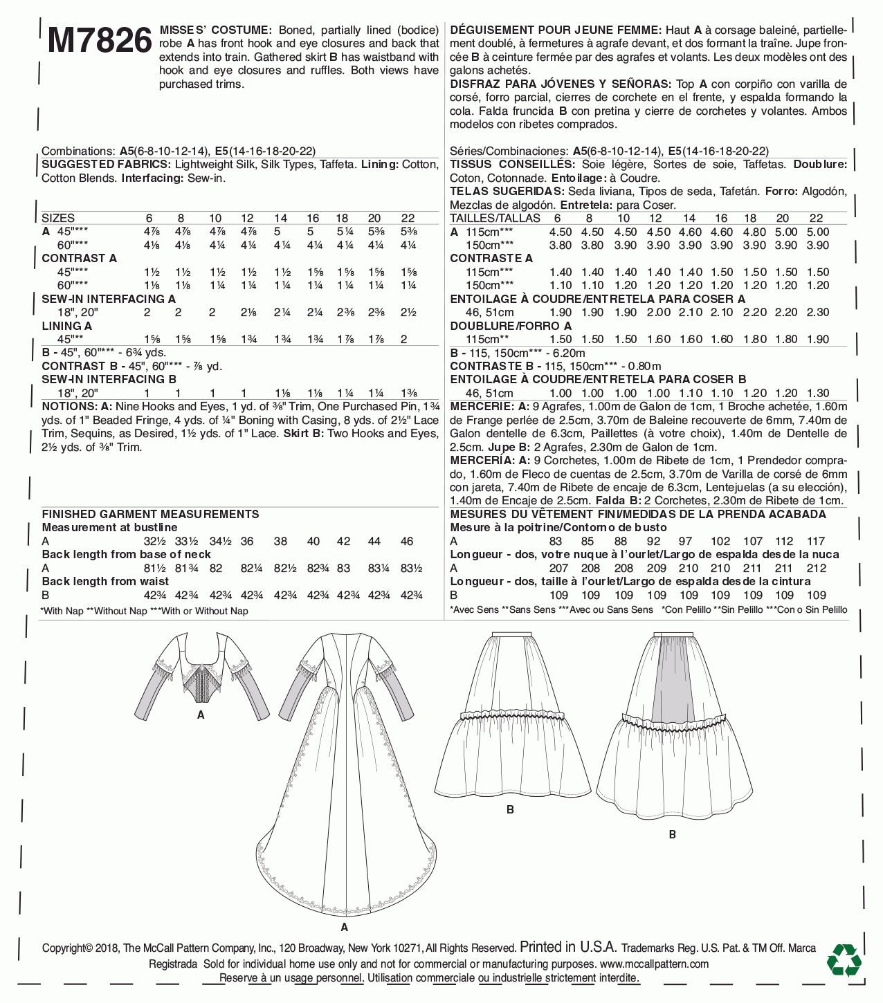 McCall's Pattern M7826 A5 (6-8-10-12-14)