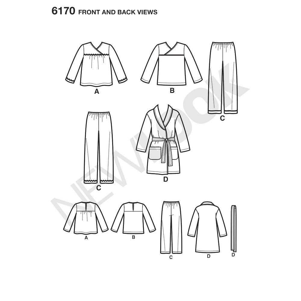 Newlook Pattern 6170 Toddlers' and Child's Pajamas