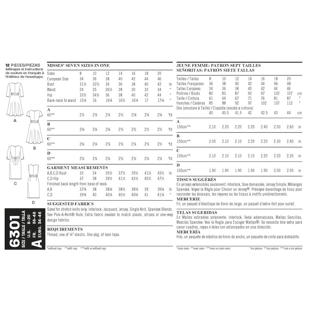 Newlook Pattern 6262 Misses' Dress with Neckline Variations