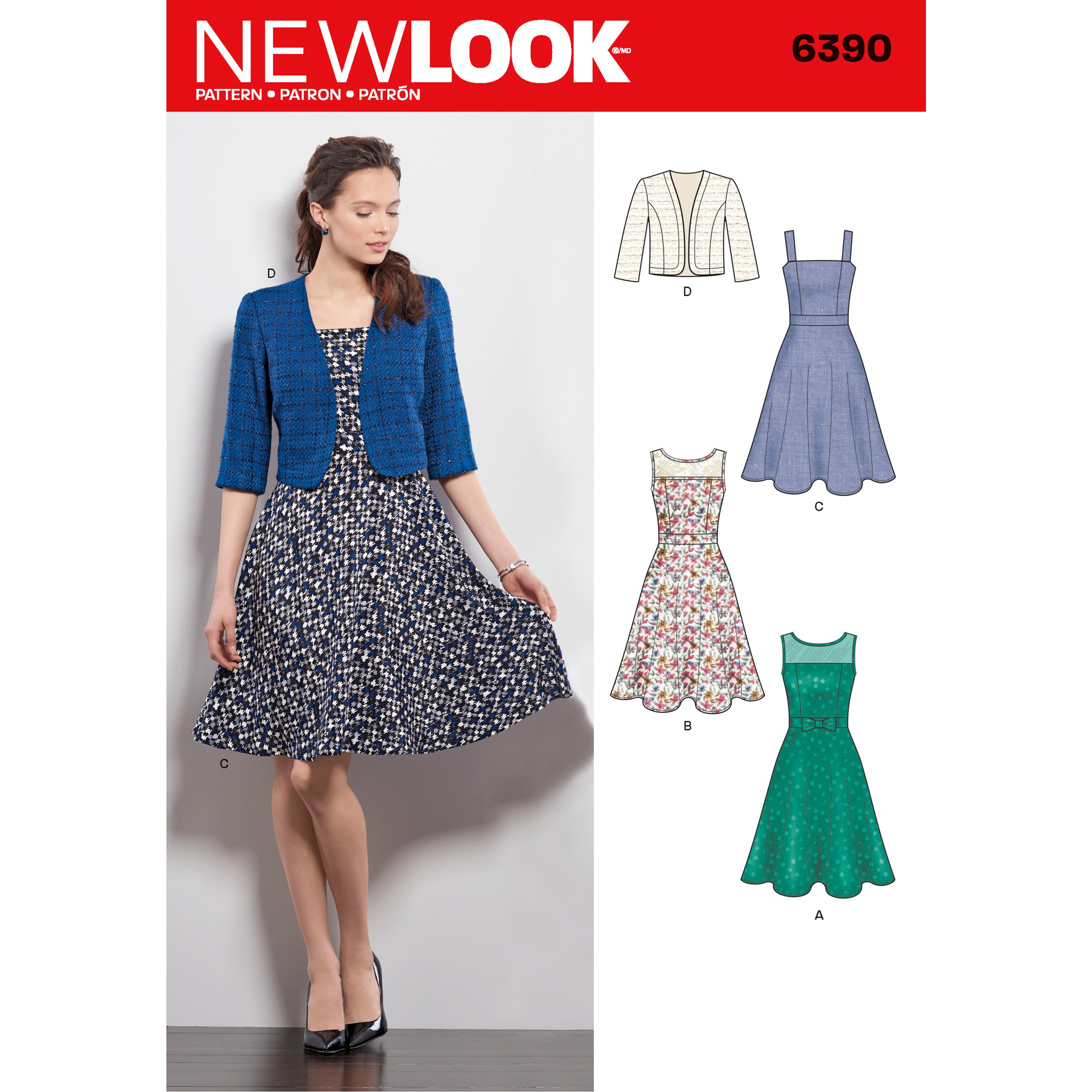 Newlook Pattern 6390 Misses Dresses with Full Skirt and Bolero Lincraft