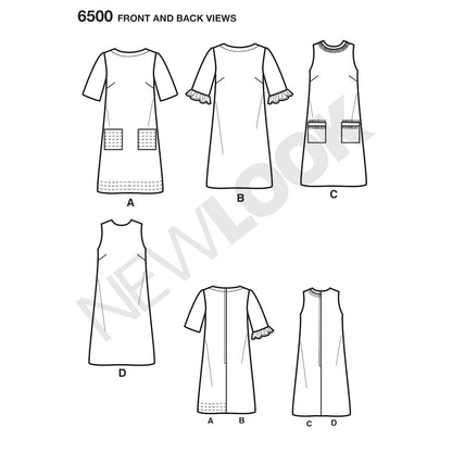 Newlook Pattern 6449 Misses' Easy Shirt Dress and Knit Dress