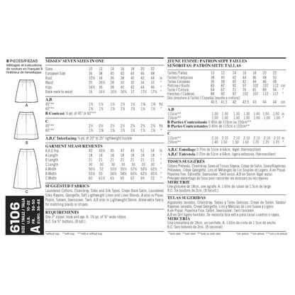 Newlook Pattern 6106 Misses' Skirts