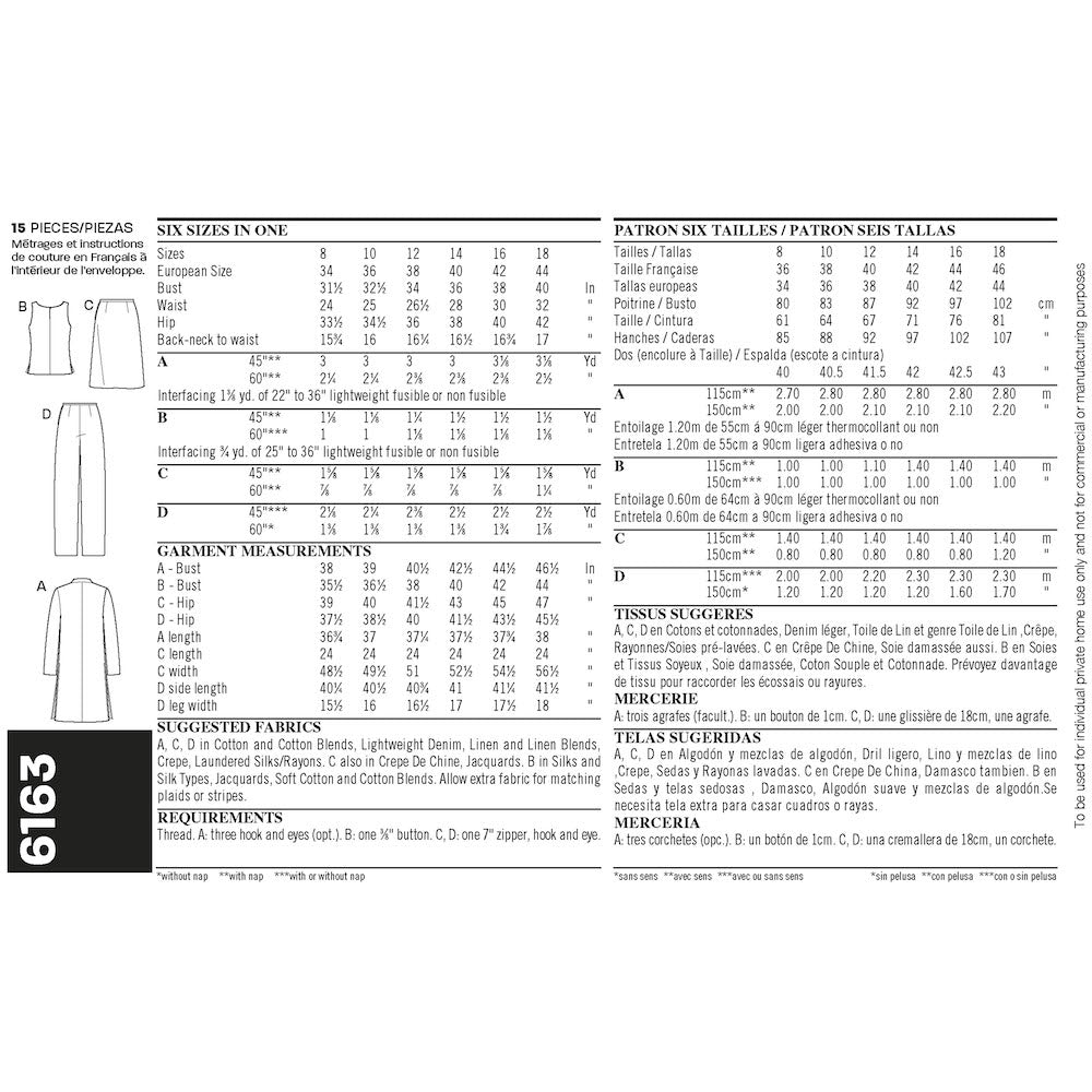 Newlook Pattern 6163 Misses Separates