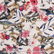 Printed Striped Satin Fabric, Multi Floral- Width 148cm