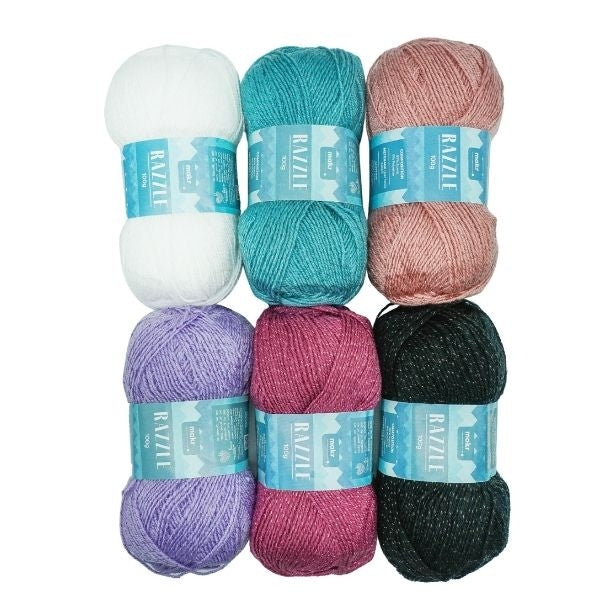 Makr Razzle Yarn, Black- 100g Acrylic Polyamide Yarn