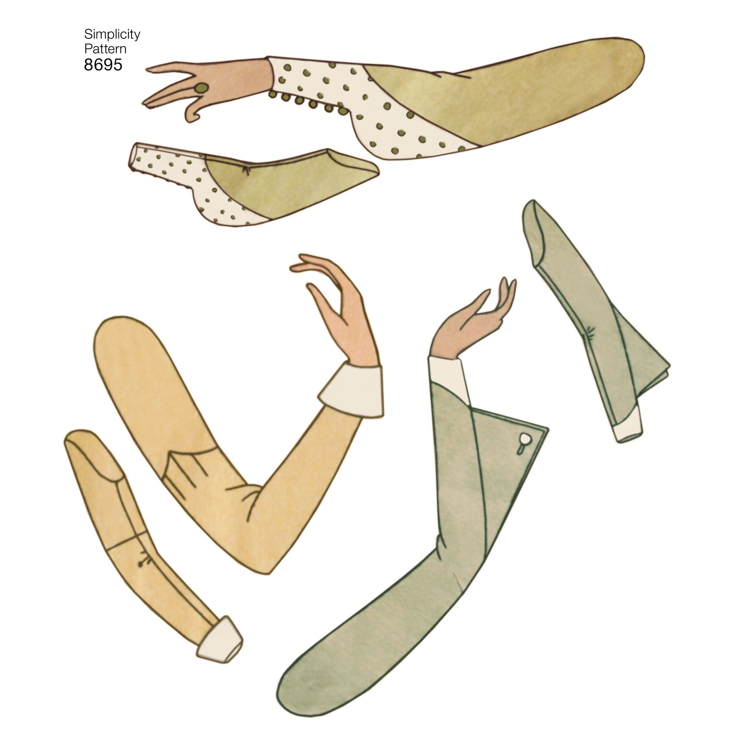 Simplicity Pattern 8695 Women's Vintage Set of Sleeves