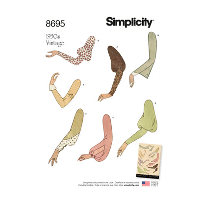 Simplicity Pattern 8695 Women's Vintage Set of Sleeves