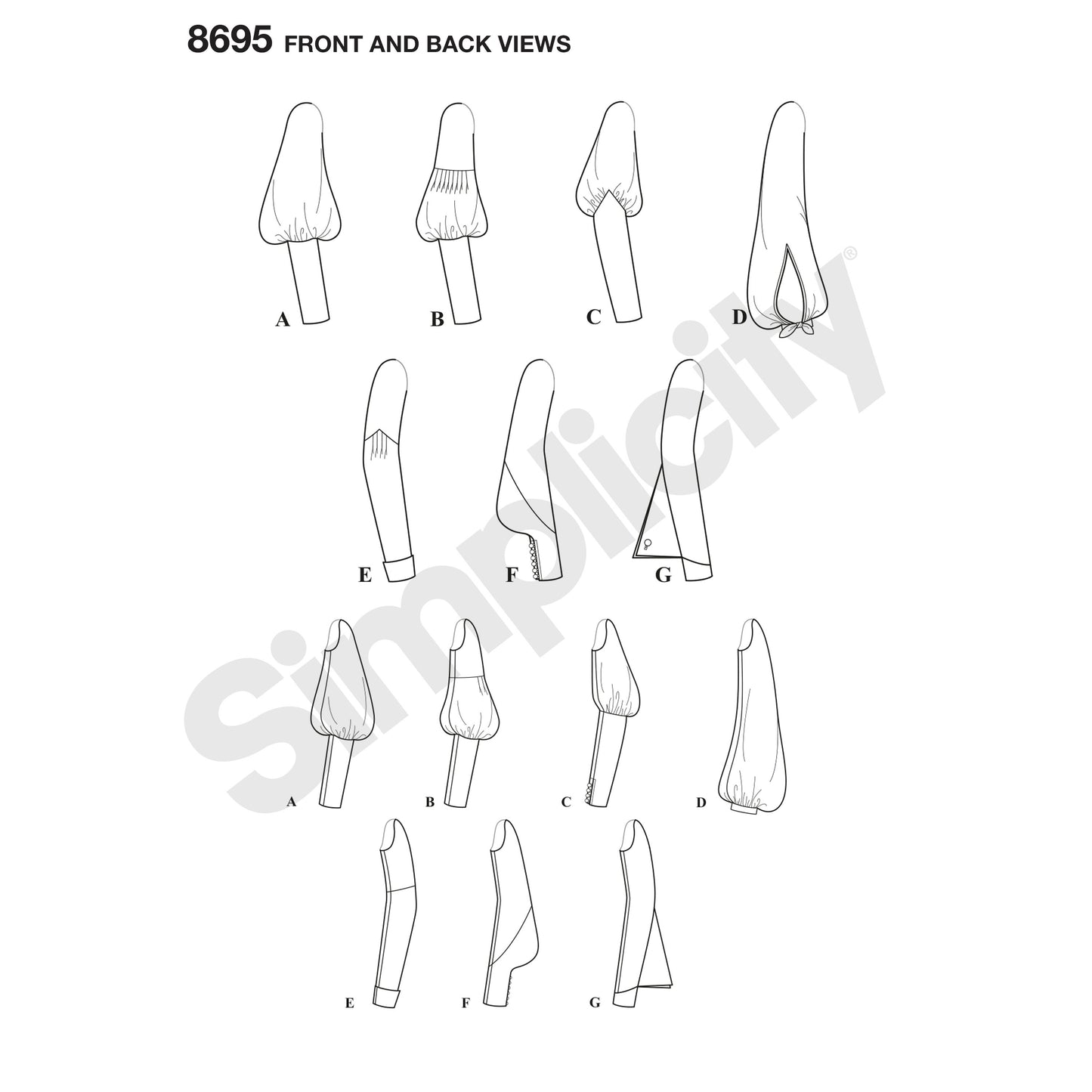 Simplicity Pattern 8695 Women's Vintage Set of Sleeves