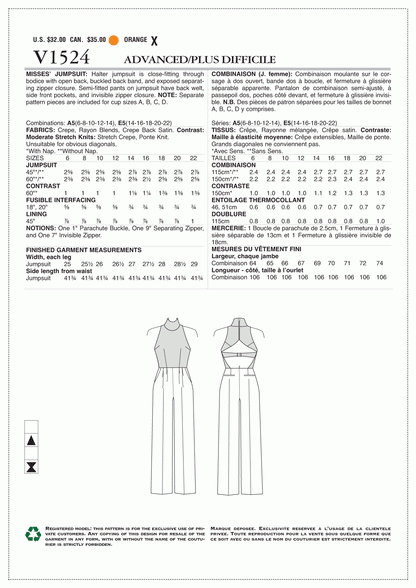 Vogue Pattern V1524 6-8-10-12-14