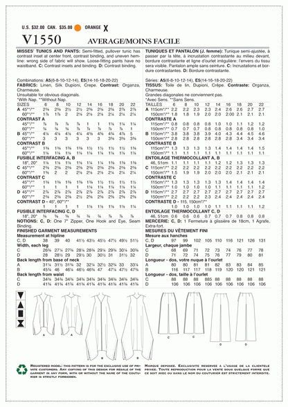Vogue Pattern V1550 A5 (6-8-10-12-14)