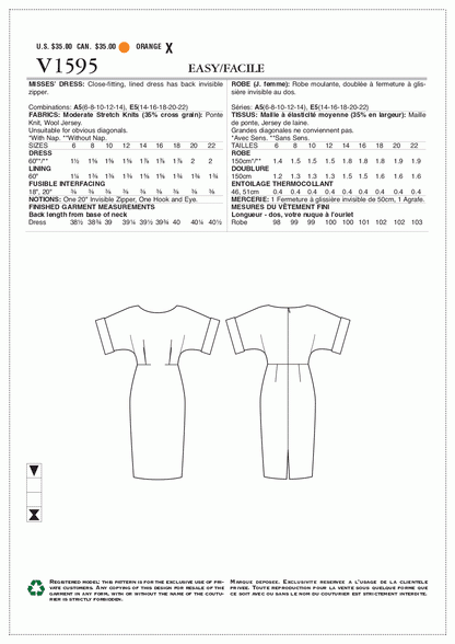 Vogue Pattern V1595 A5 (6-8-10-12-14)