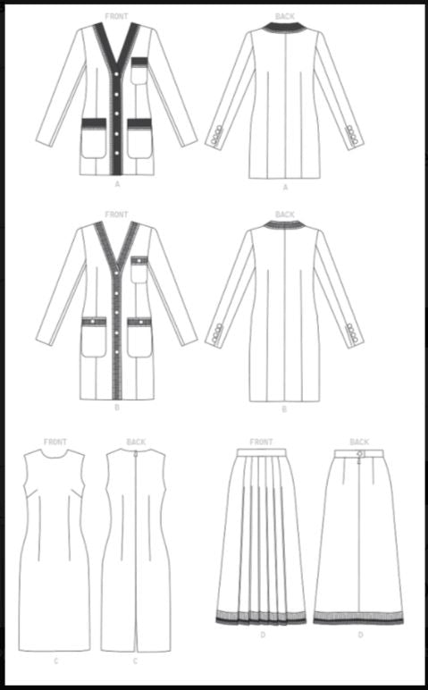 Vogue Pattern V1643 
Misses'/Misses' Petite Jacket, Dress and Skirt A5(6-8-10-12-14)